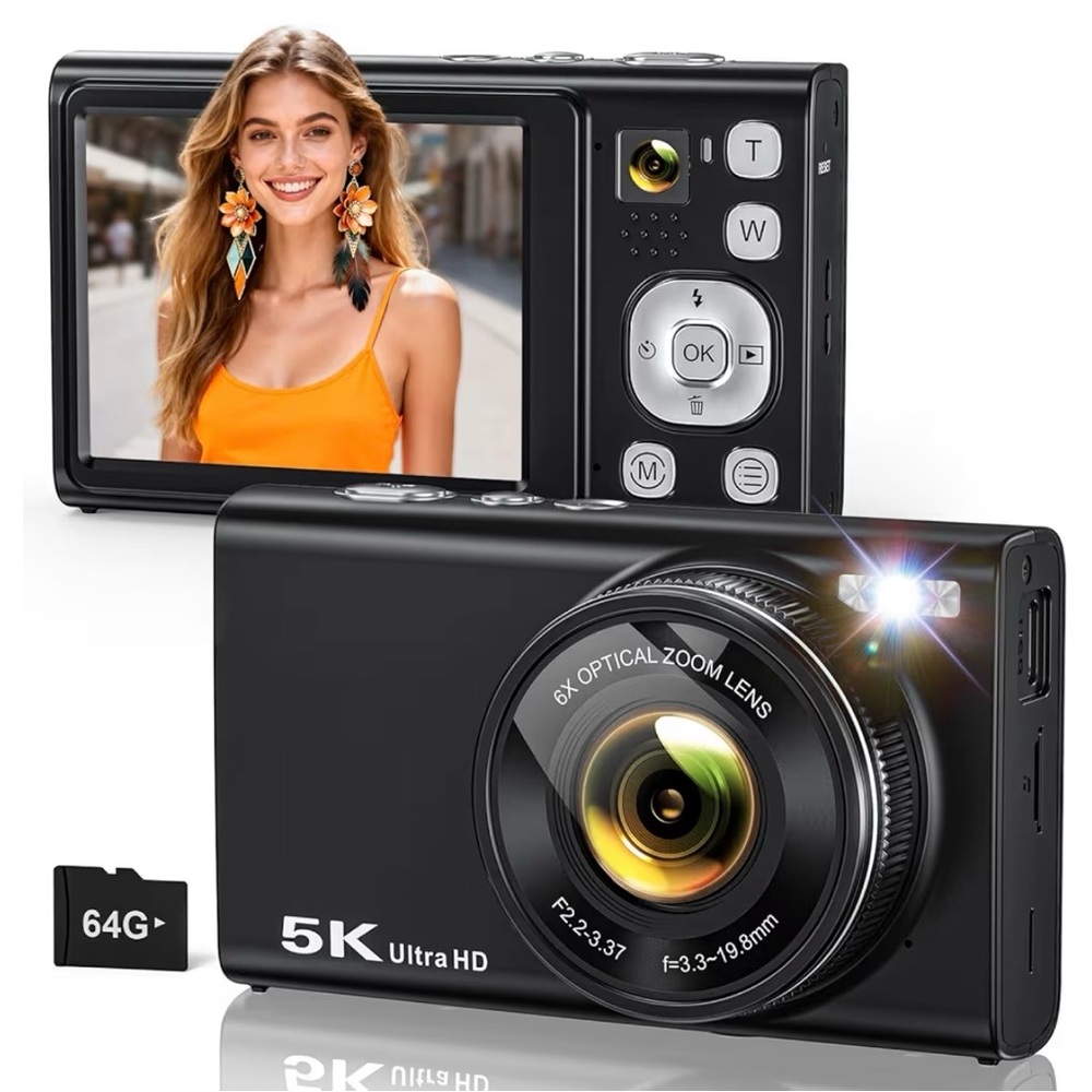 5K Digital Camera for Photography with 6X Optical Zoom